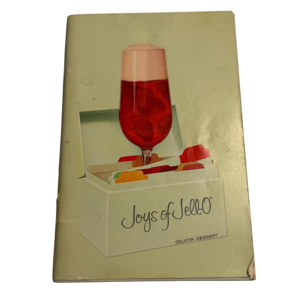 VTG Joys of Jell-O Gelatin Dessert Recipe Book Green Softcover Retro Mid Century